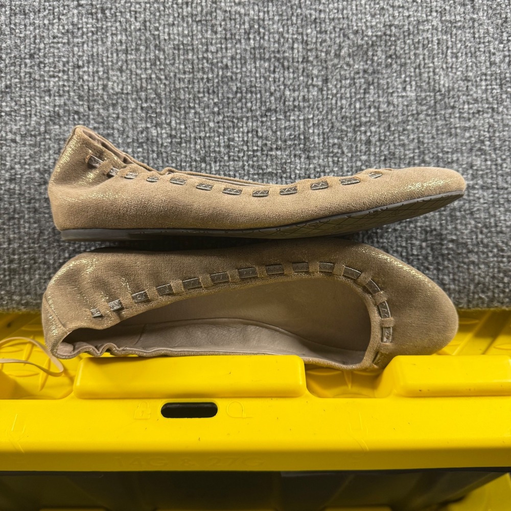 Donald Pliner Paddi Tan Gold Metallic Suede Ballet Flats Womens 9M